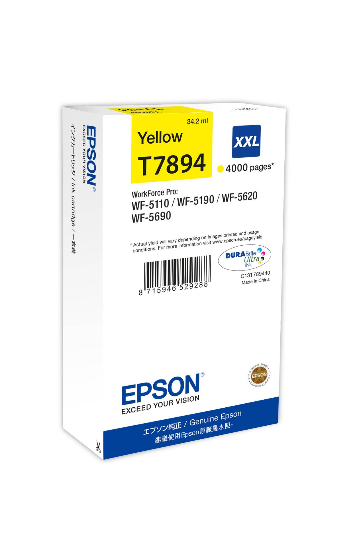 Epson Encre T7894 XXL d'origine jaune C13T789440-3
