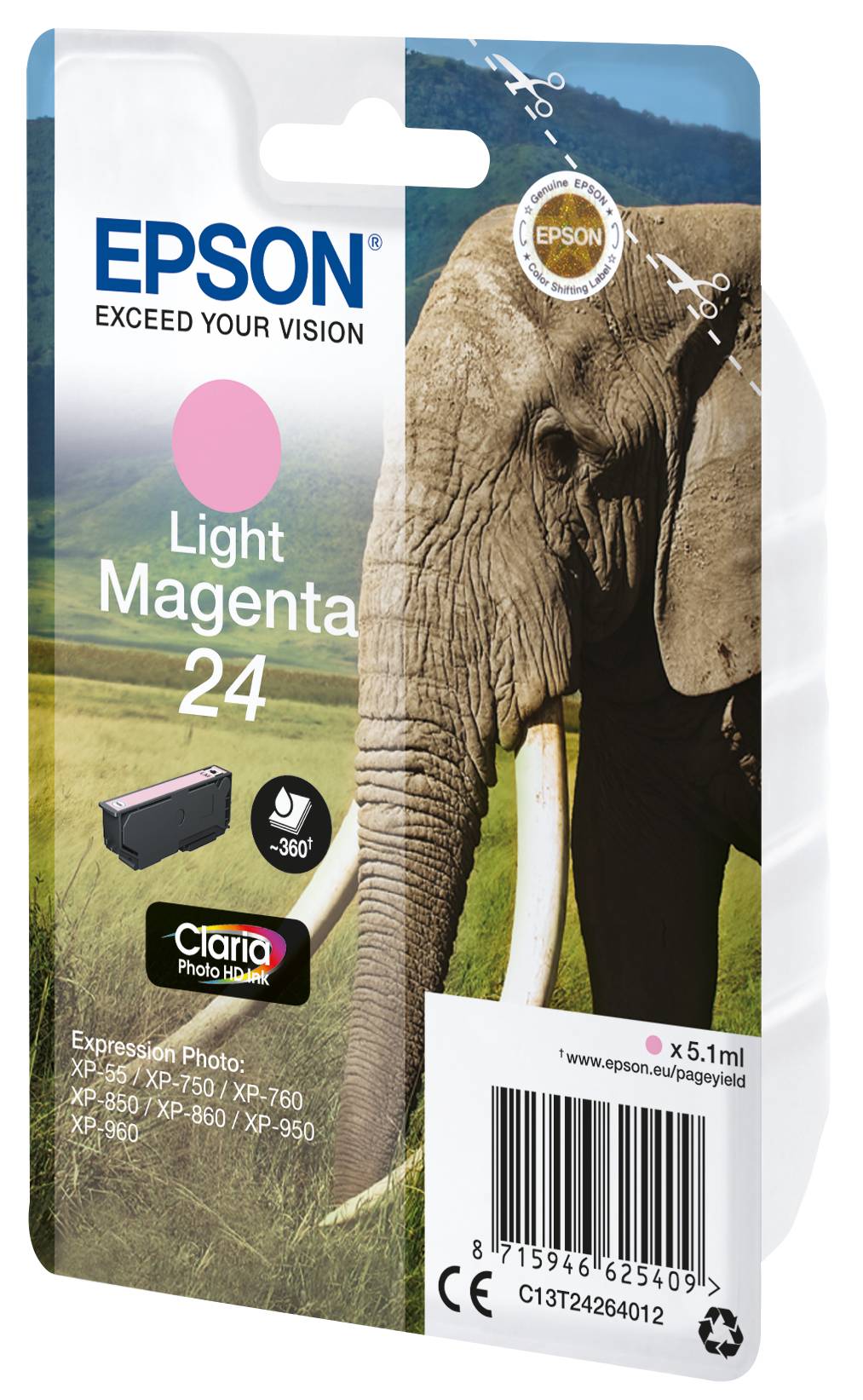 Epson Encre 24 d'origine magenta photo C 13 T 24264012-3