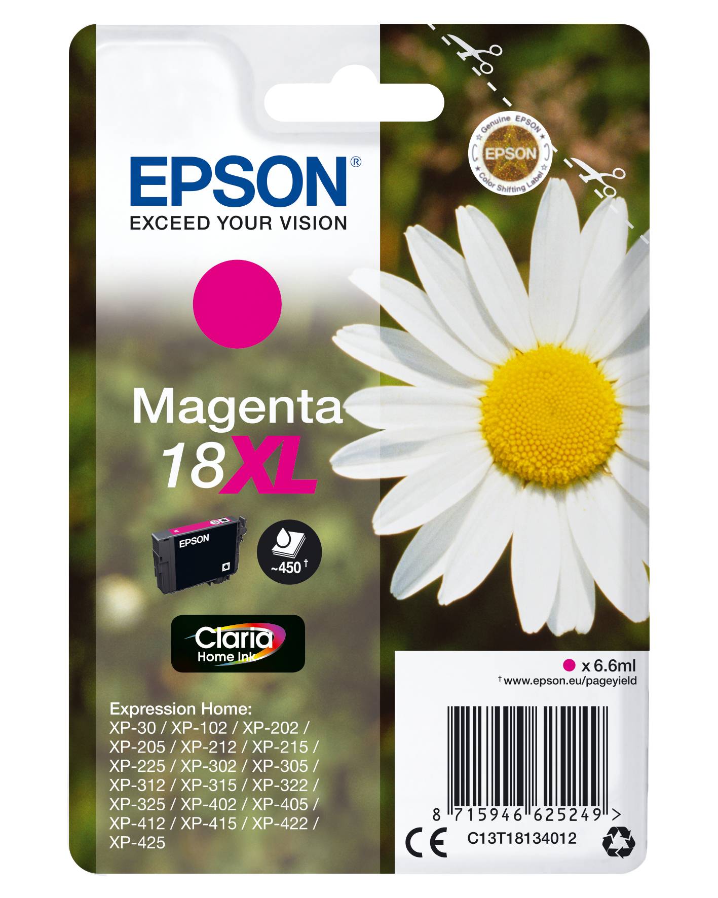 Epson Encre 18XL d'origine magenta C13T18134012-3