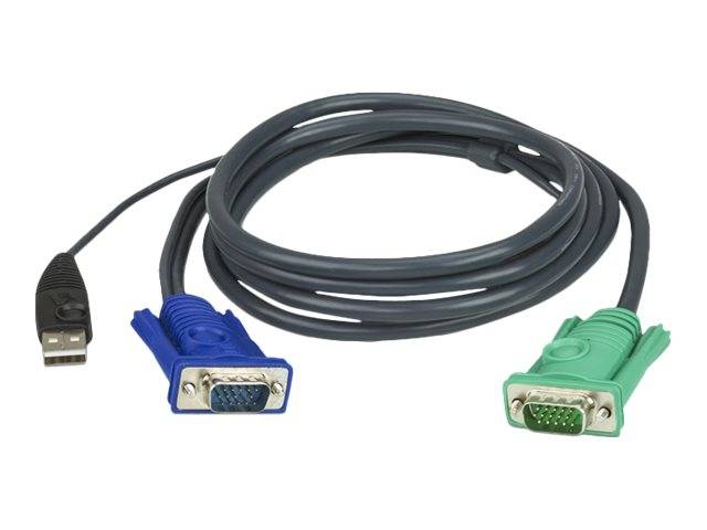 ATEN KVM Câble de raccordement [1x SPHD 15 mâle - 1x VGA mâle, USB 2.0 type A mâle] 1.80 m noir-3
