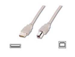 Digitus Câble USB USB 2.0 USB-A mâle, USB-B mâle 5.00 m beige rond, blindage double AK-300105-050-E-3