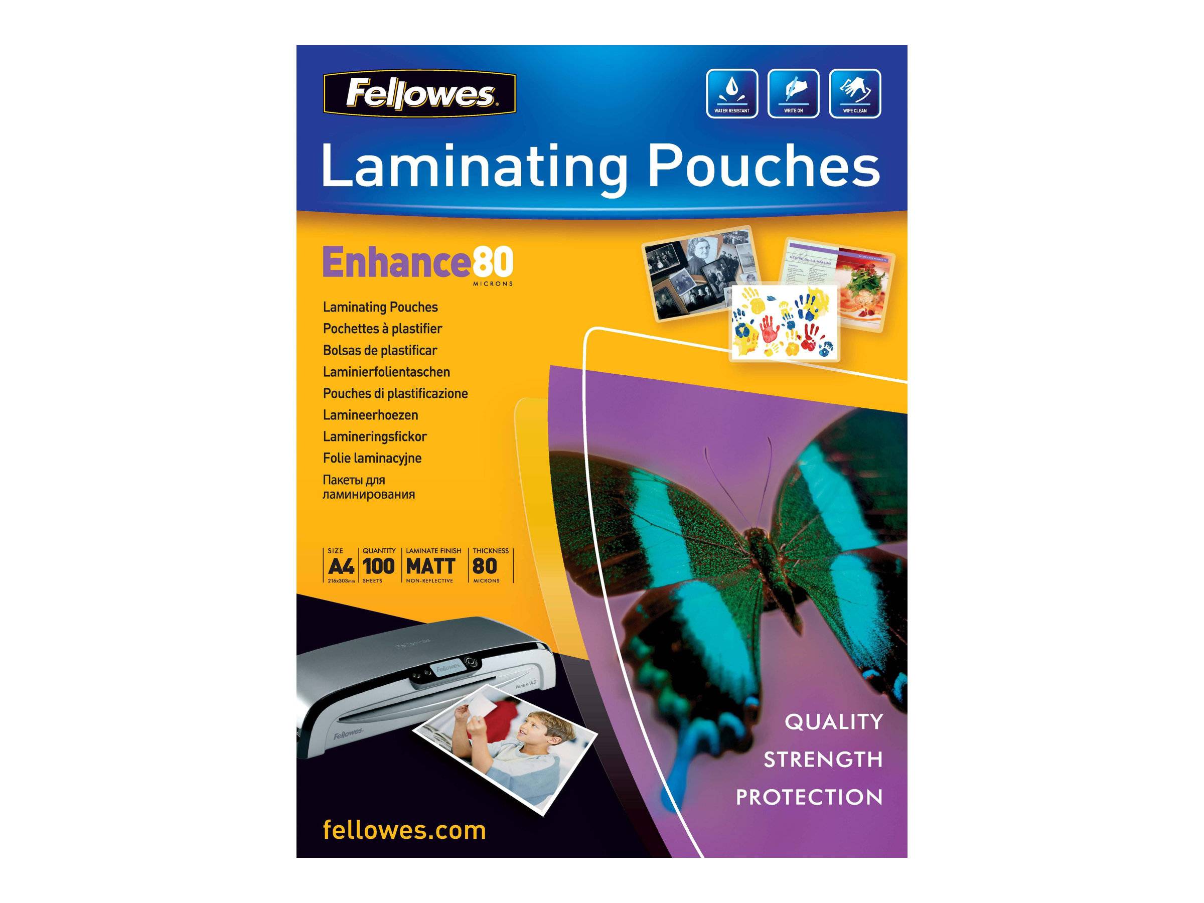 FELLOWES PUNCHED POUCH 228X303 80MIC 100PK-1