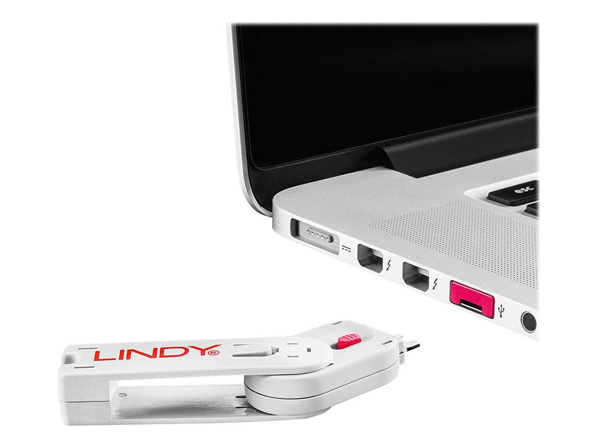 LINDY Clé USB et 4 bloqueurs de ports USB Rose-2
