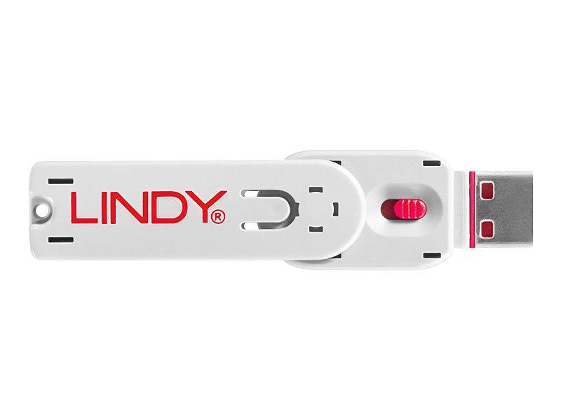 LINDY Clé USB et 4 bloqueurs de ports USB Rose-3