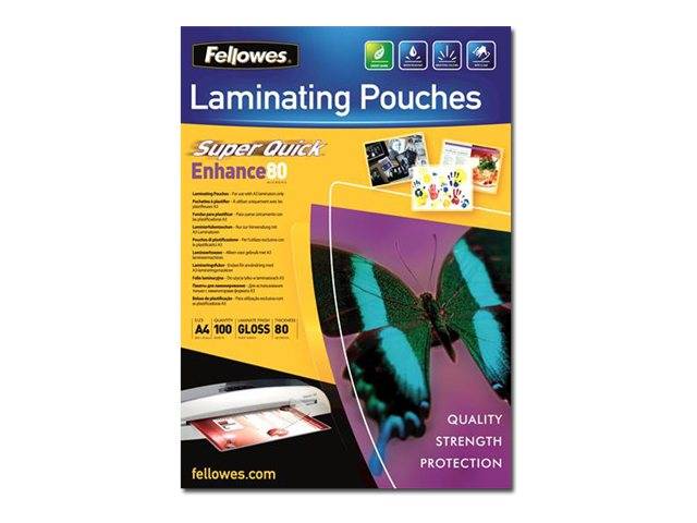FELLOWES Pochettes SuperQuick brillantes A4 80 microns - Pack de 100-1