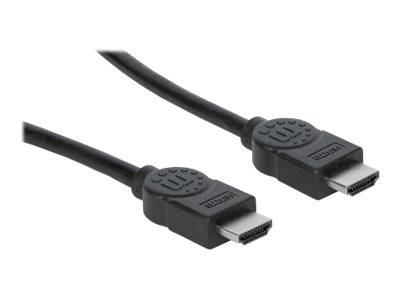 Câble de raccordement Manhattan HDMI 3.00 m noir 393768 contacts dorés, canal de retour audio Câble HDMI-1
