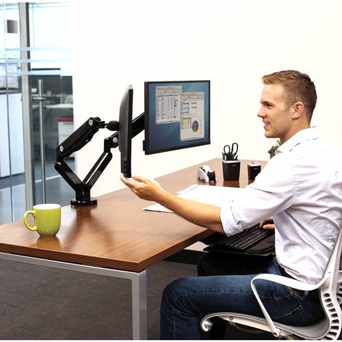 Fellowes Platinum Series Bras porte-écrans double, Collier de serrage/ passe-fil, 8 kg, 101,6 cm (40"), 100 x 100 mm, Ré-3