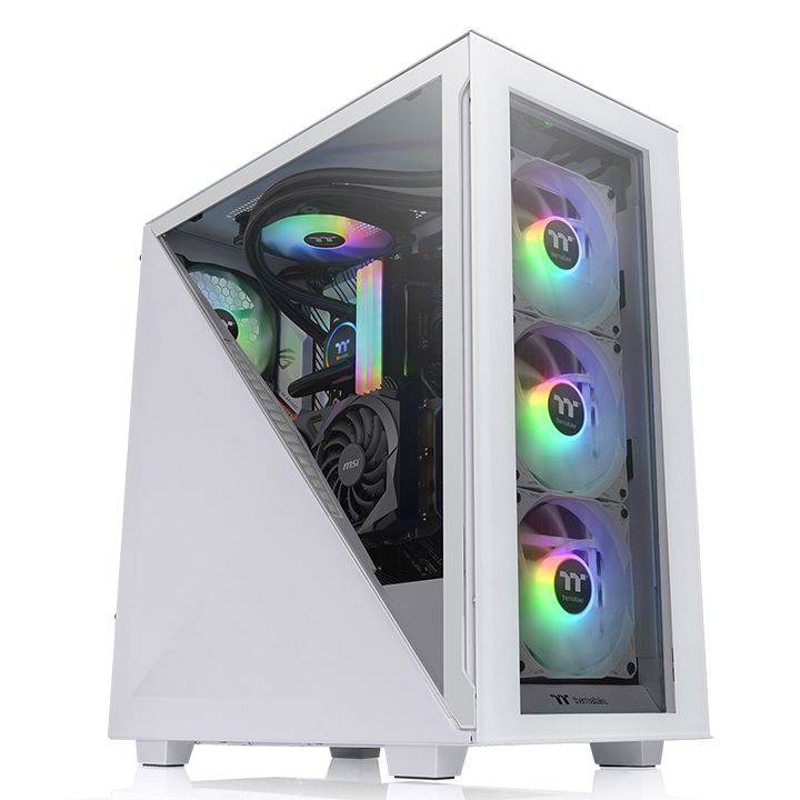 Thermaltake Divider 300 TG Snow ARGB, Midi Tower, PC, Blanc, ATX, micro ATX, Mini-ITX, SPCC, Multi-1