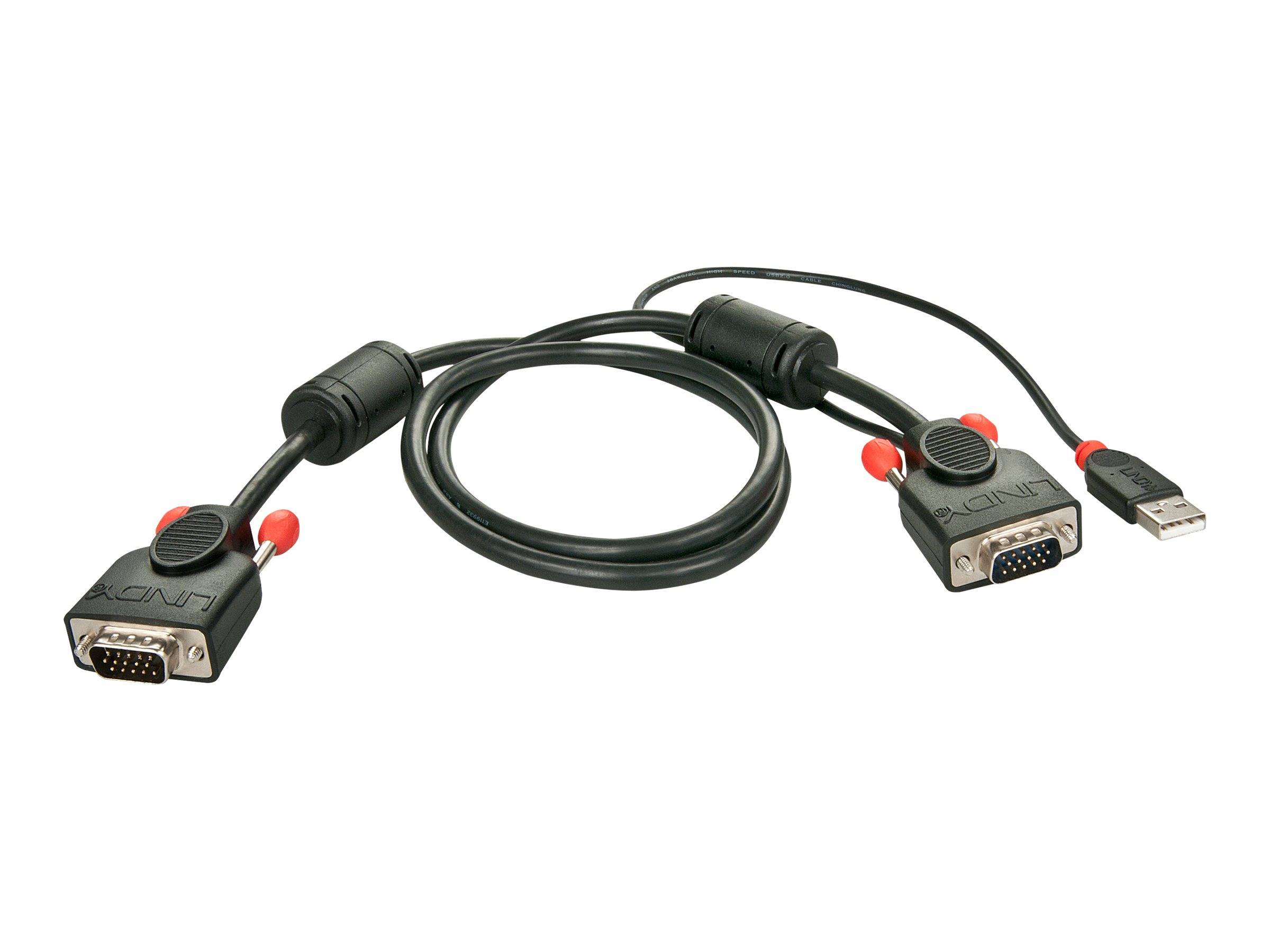 LINDY KVM Câble de raccordement [1x VGA mâle - 1x VGA mâle, USB 2.0 type A mâle] 1.00 m noir-2