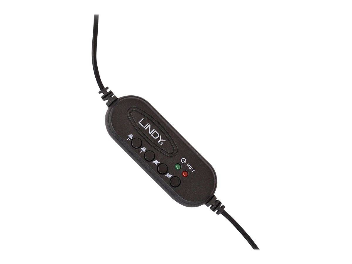 LINDY Lindy - Headset - On-Ear - kabelgebunden - USB Micro-casque supra-auriculaire filaire Stereo noir volume réglable,-1