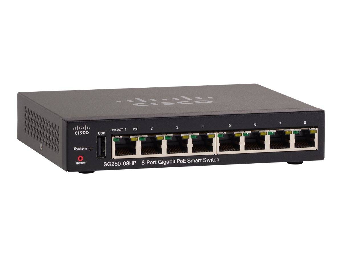 Cisco SG250-08HP-K9-EU SG250-08HP-K9-EU Switch réseau 16 GBit/s fonction PoE-1