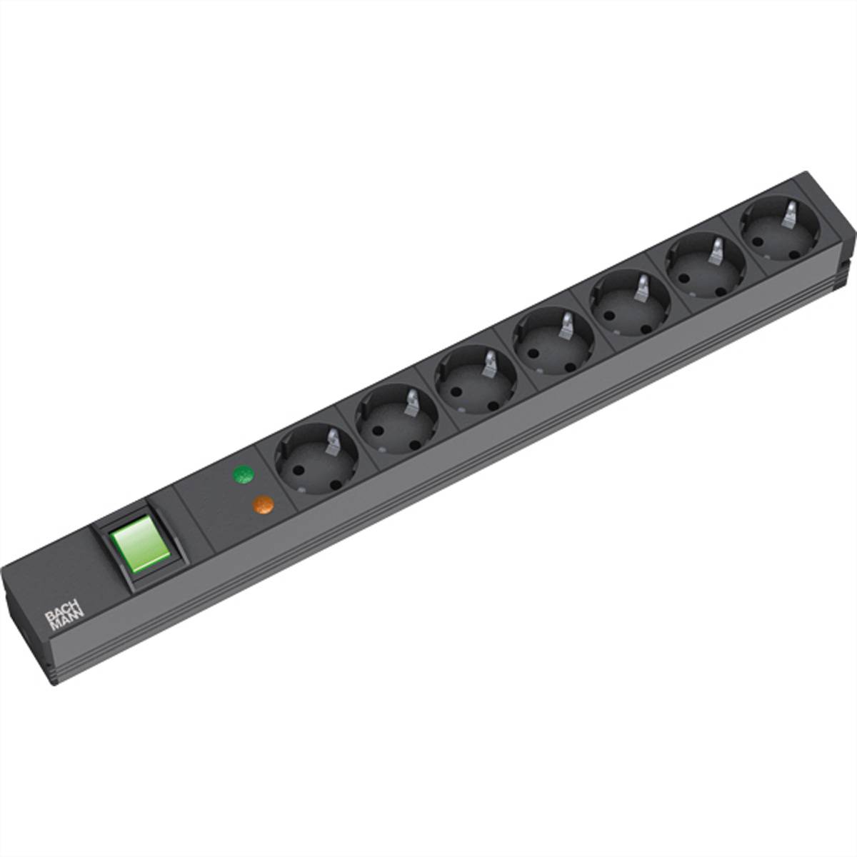 BACHMANN 19" Steckdosenleiste 7-fach mit ÜS mit Schalter, schwarz
