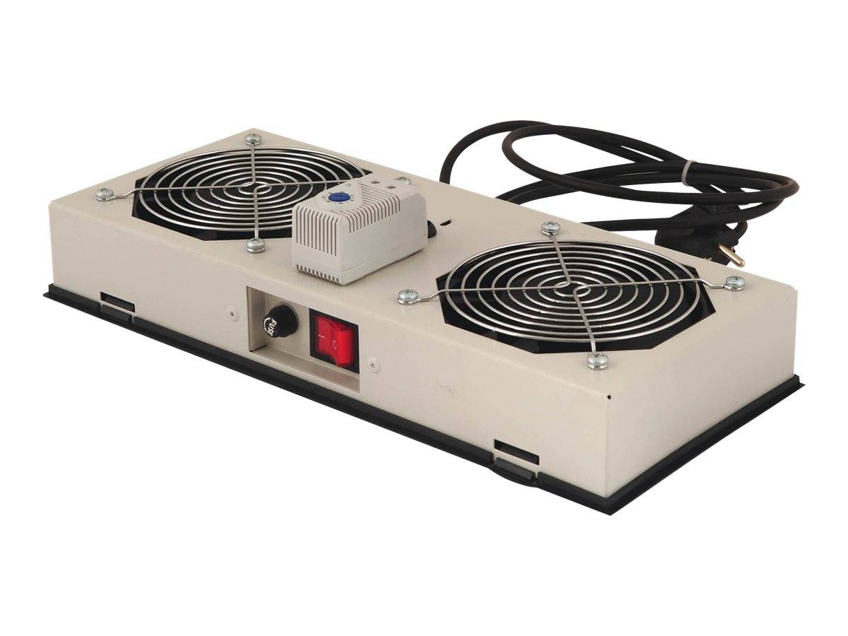 Digitus DN-19 FAN-2-WM-I 19 pouces 2 x Lampe adapté à une baie de profondeur: à partir de 300 mm gris clair (RAL 7035)-3