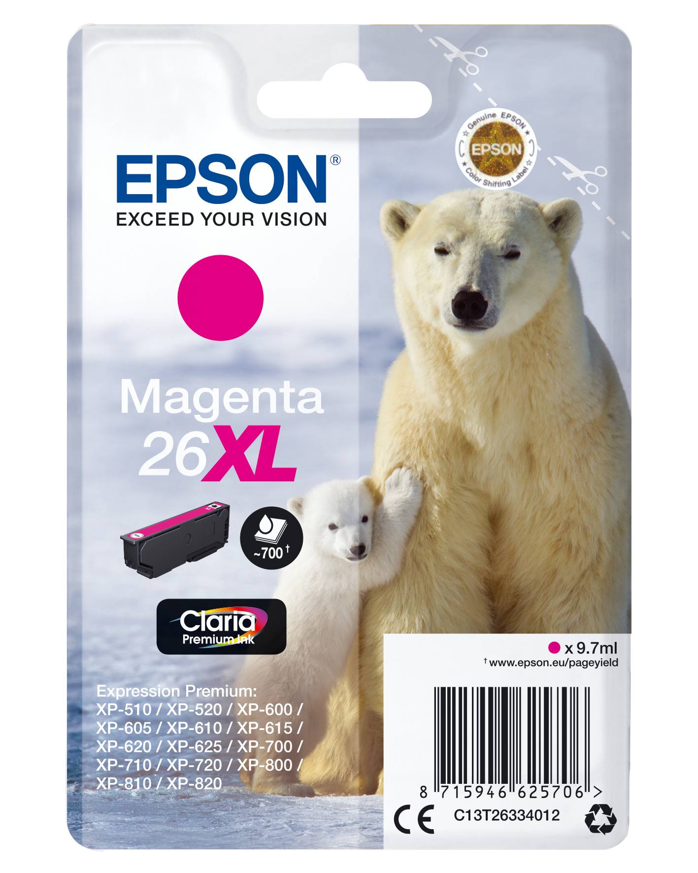 Epson Encre 26XL d'origine magenta C 13 T 26334012-2