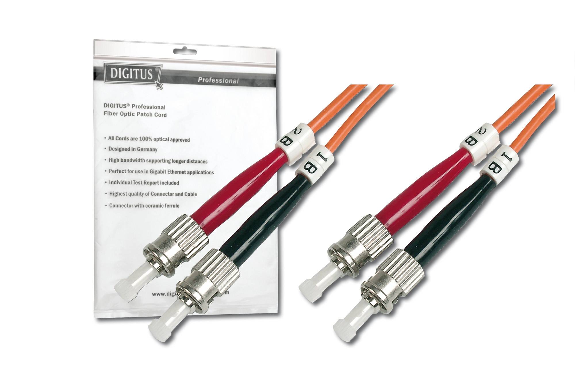Digitus DK-2511-03 fibre optique FO Câble de raccordement [1x ST mâle - 1x ST mâle] 50/125 µ Multimode OM2 3.00 m-4