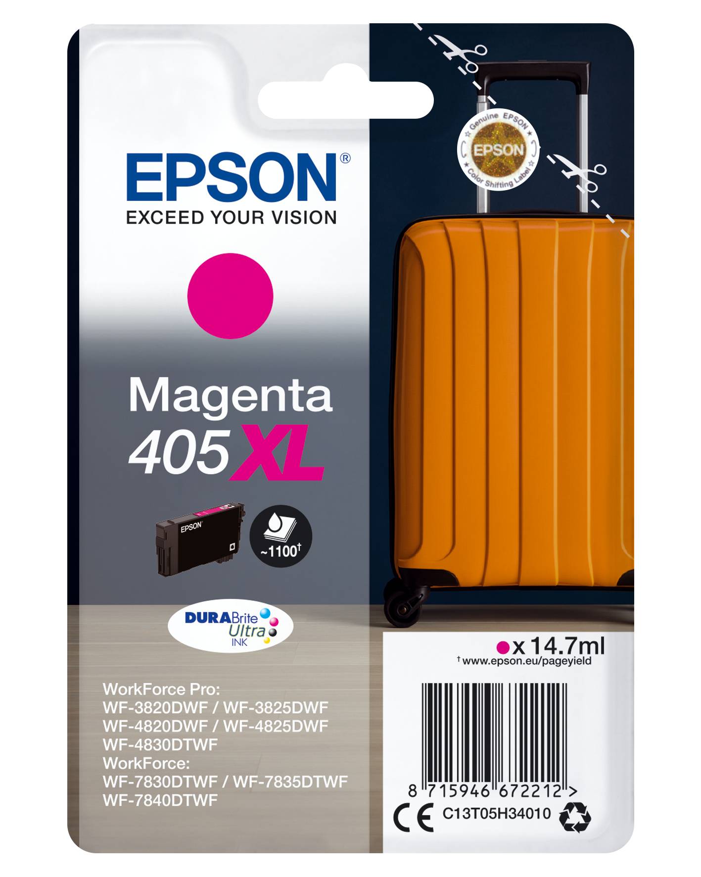 EPSON 2LB Singlepack Magenta 405XL DURABrite Ultra Ink w/s-1