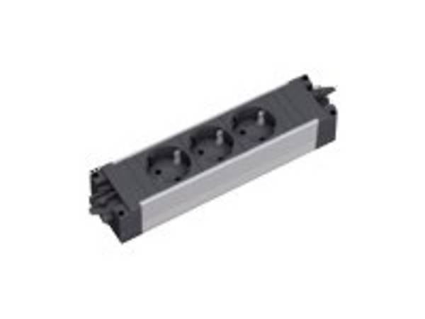 Bachmann 906.1075 Bloc multiprise sans interrupteur  aluminium, noir contact de protection