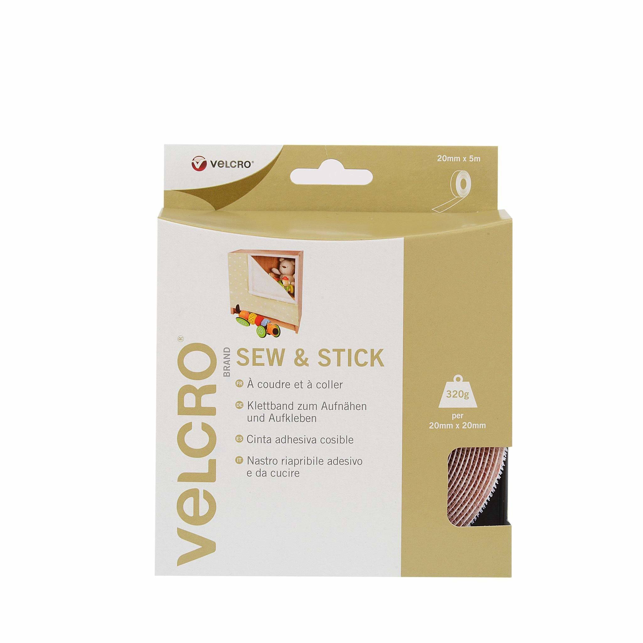 VELCRO® Velcro VEL-EC60258, Weiß, 20 mm, 5 m, 1 Stück(e), Box Bande auto-agrippante blanc 1 pc(s)-1