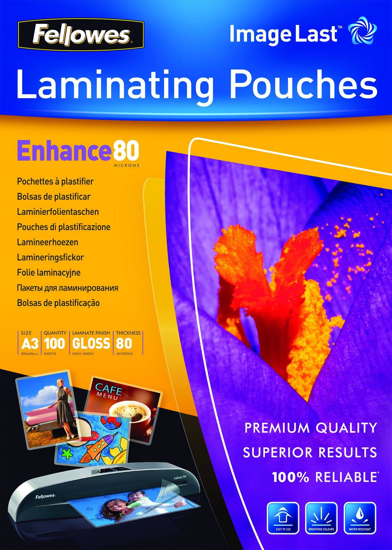 FELLOWES Pochettes ImageLast A3 80 microns - Pack de 100-1