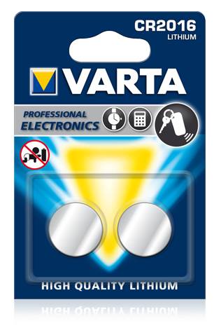 2 piles au lithium Varta CR2016 IEC CR 2016-1