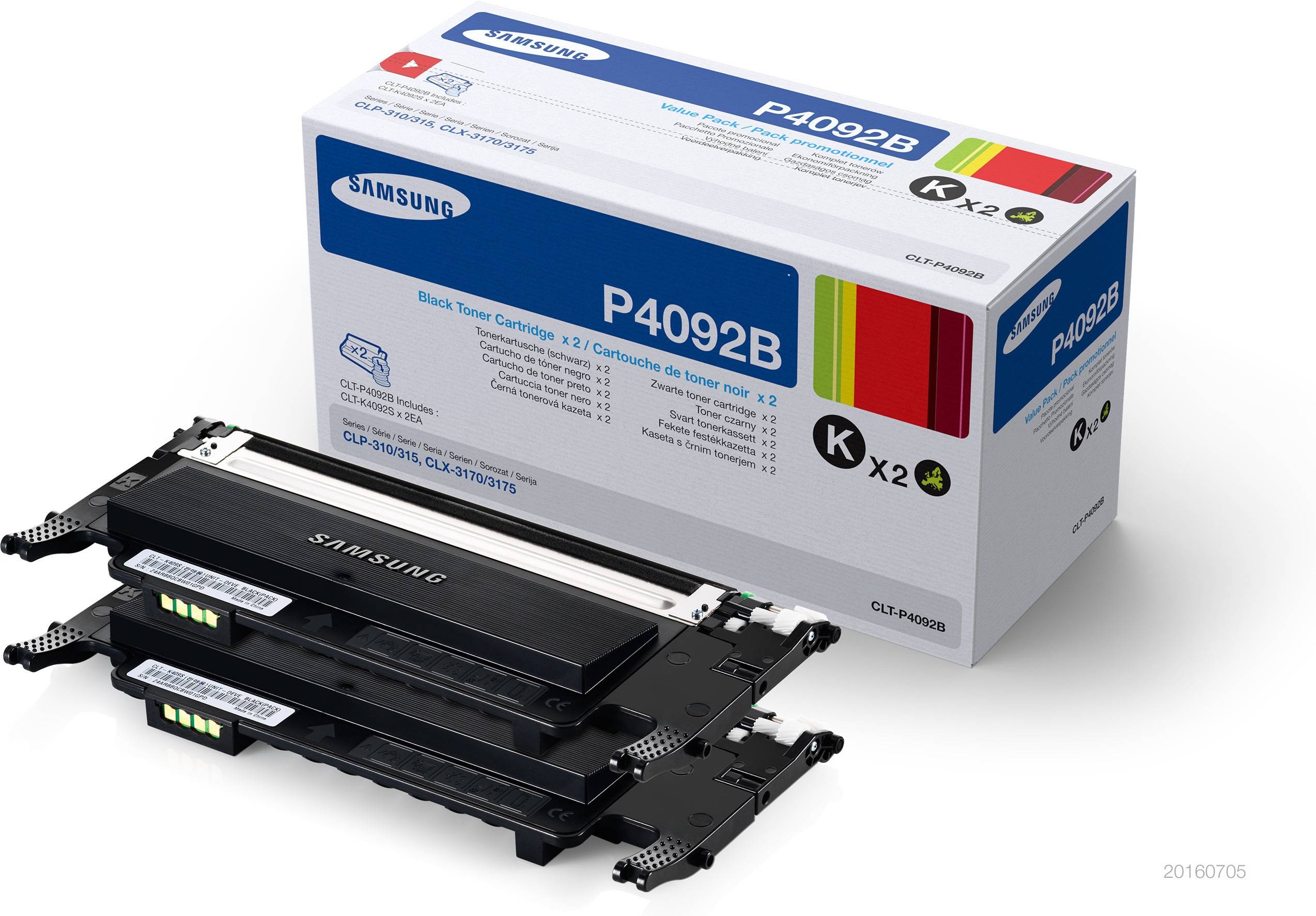 Samsung Pack de 2 cartouches de toner noir CLT-P4092B, 1500 pages, Noir, 2 pièce(s)-2