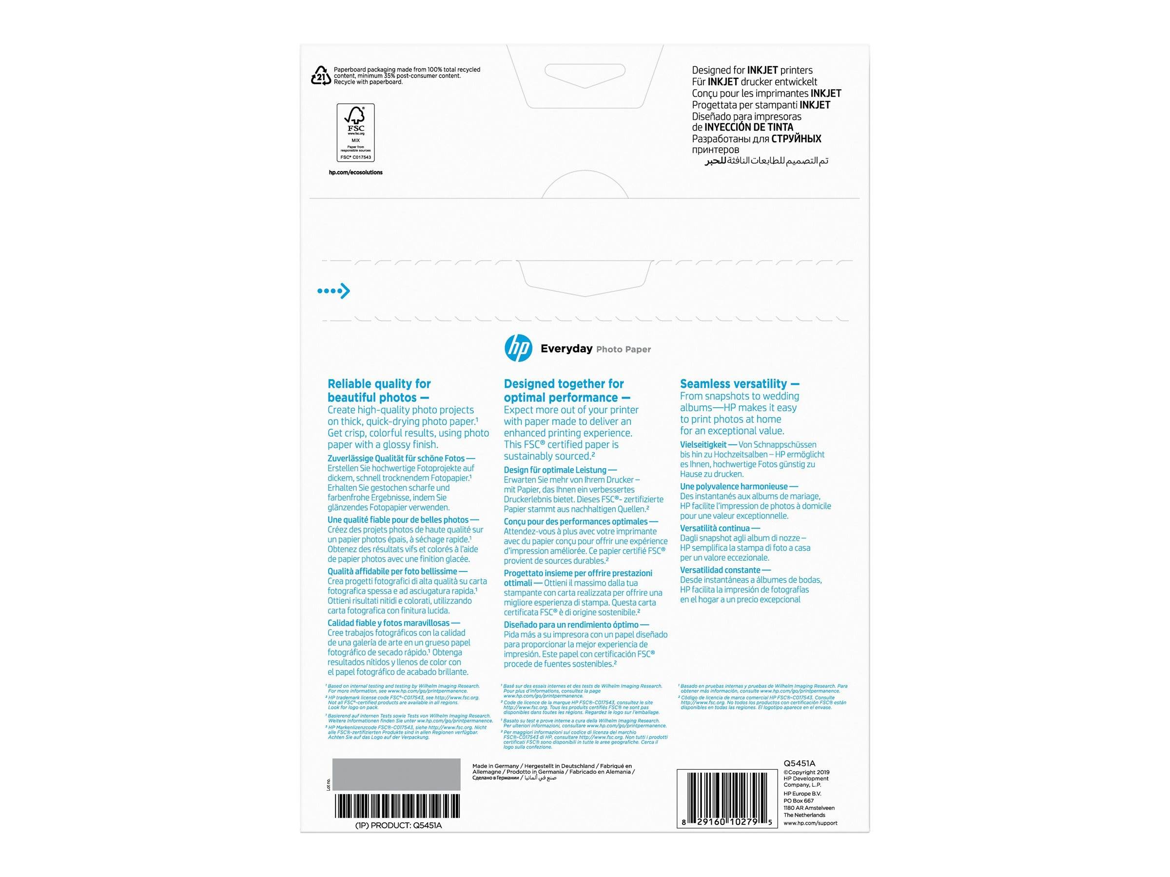 HP original Q5451A Everyday Glossy Photo Paper Ink cartridgetjet 200g/m2 A4 25 sheets 1-pack-2