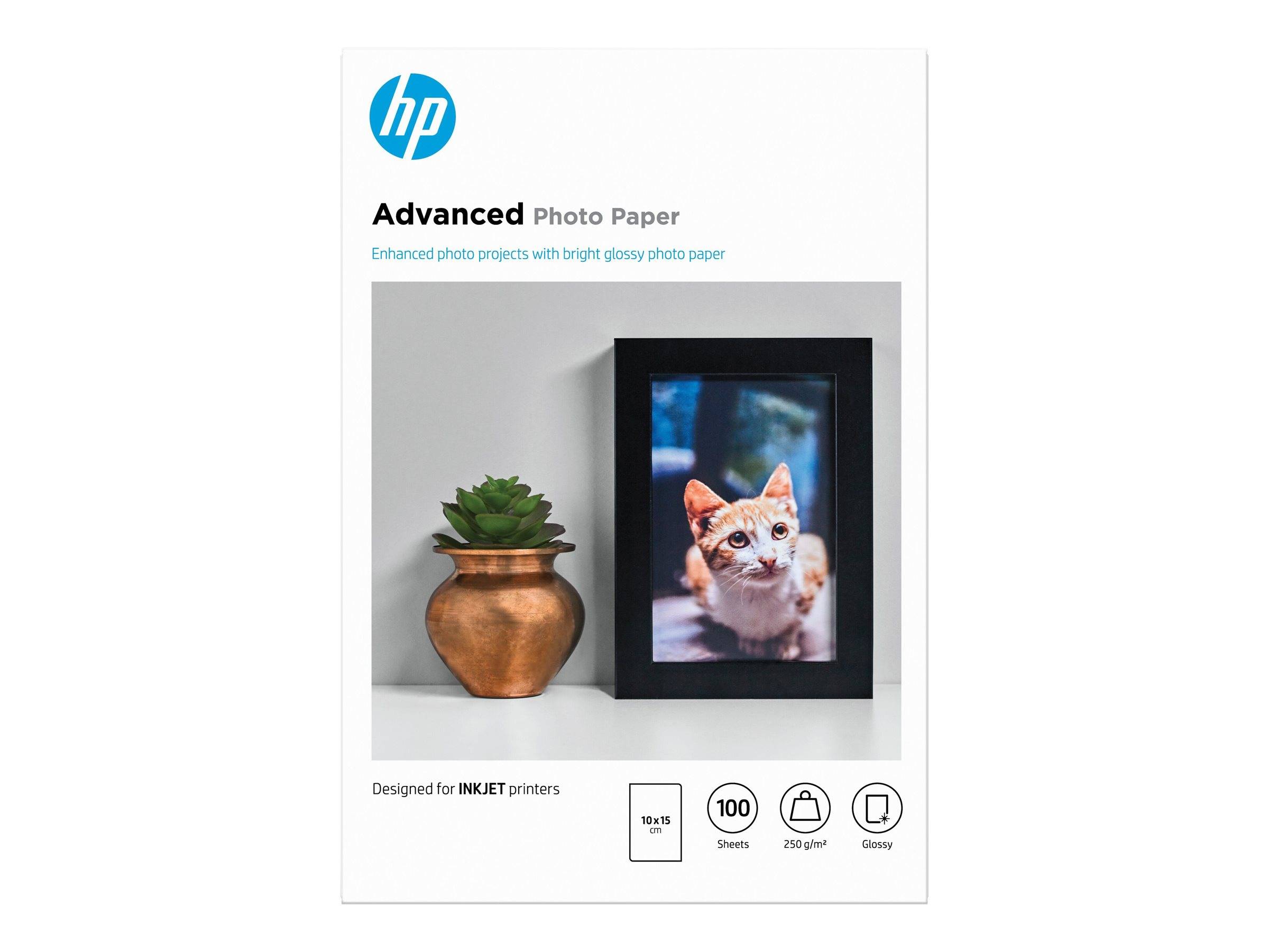 Papier photo HP Advanced glacé brillant 10 x 15 cm 250 g - 100 feuilles-1