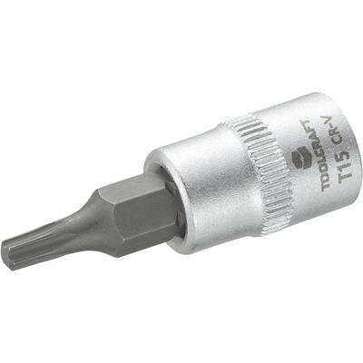 Embout de tournevis Bitsatz de Toolcraft, modèle T15 CR-V, embout cruciforme en métal avec poignée striée pour une meilleure prise en main.