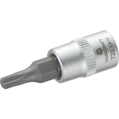 Un embout Torx T20 en argent CR-V, adapté aux travaux de vissage, avec bord strié pour une meilleure prise en main.