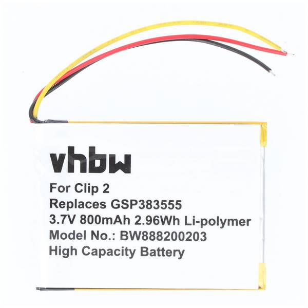 Batterie de remplacement pour JBL GSP383555 pour haut-parleurs (800mAh, 3.7V, Li-Polymer)
