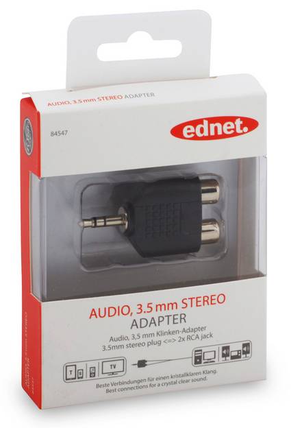 ednet 84547 Jack / Cinch-RCA audio Adaptateur Y [1x Jack mâle 3.5 mm - 2x Cinch-RCA femelle] noir-2