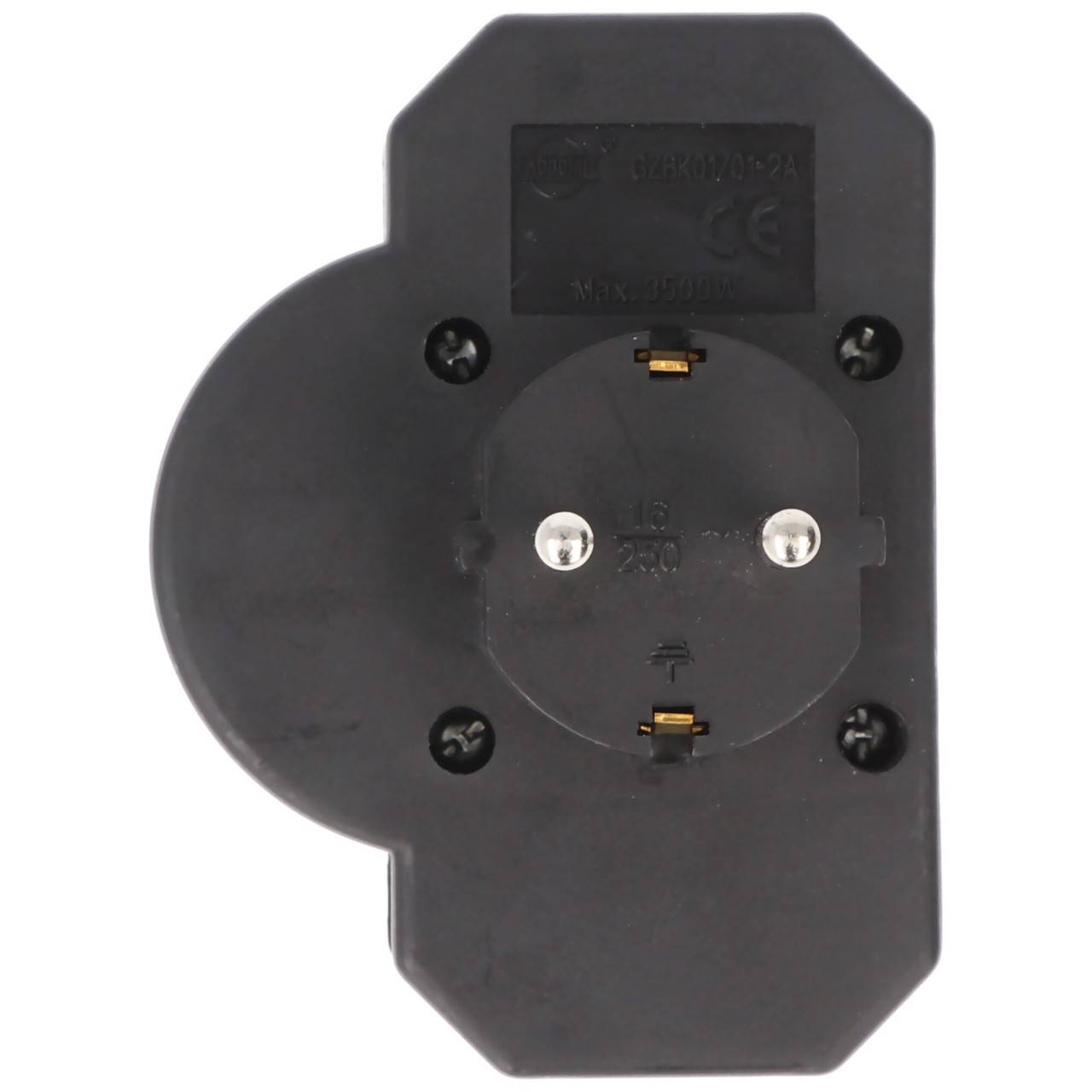 Prise multi 2x Euro et 1x contact de protection noir avec interrupteur - ATTENTION PRISE DE TYPE F-1