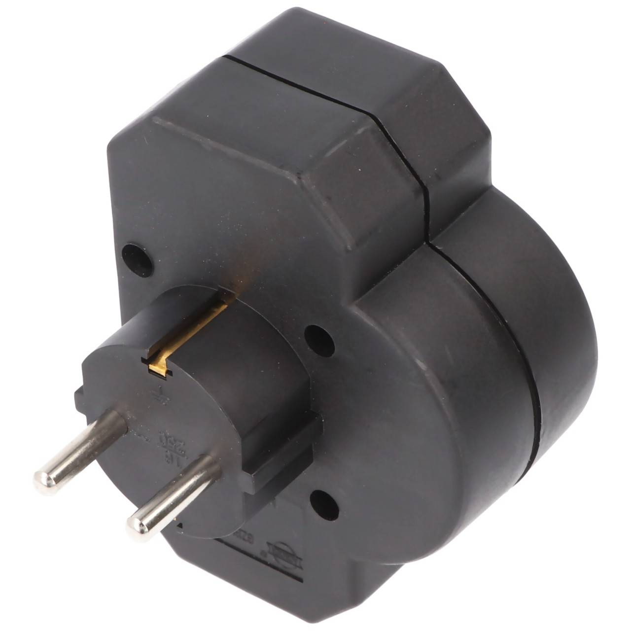Prise multi 2x Euro et 1x contact de protection noir avec interrupteur - ATTENTION PRISE DE TYPE F-4
