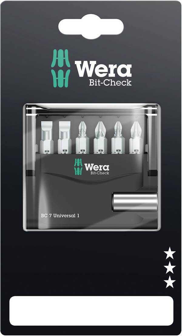 Wera Mini-Check 05073406001 Jeu d'embouts 7 pièces vis à fente, cruciforme Phillips, vis Pozidriv
