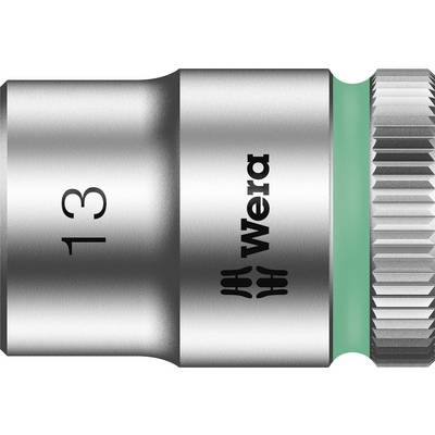 Tête de vis en métal avec le numéro '13' et le logo 'Wera', marquage vert sur le bord. Adapté pour les travaux de vissage sur machines.
