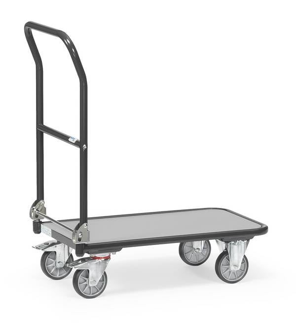 Chariot en tube acier pliable - 720 x 450 mm, Gris RAL 7016