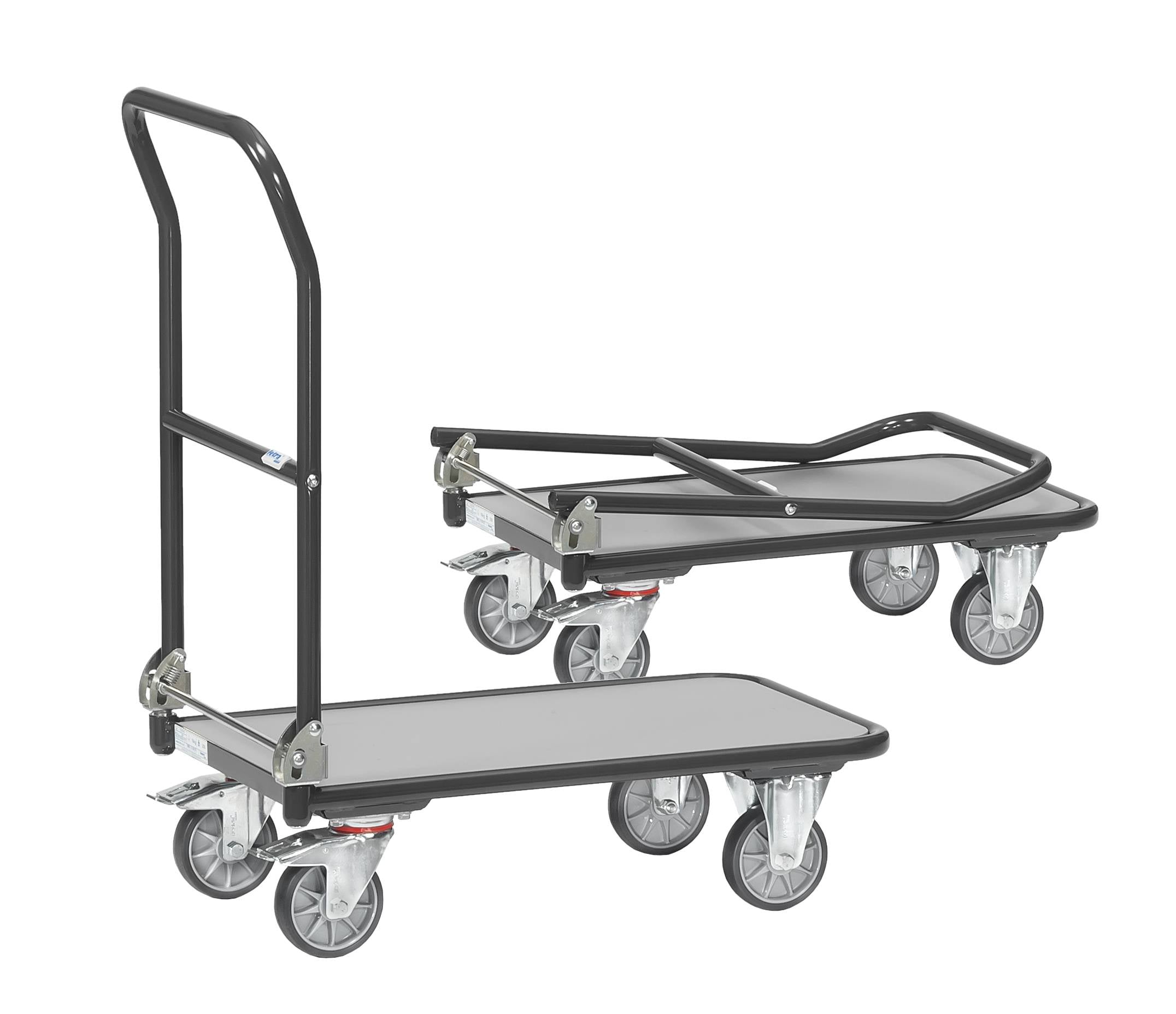 Chariot en tube acier pliable - 720 x 450 mm, Gris RAL 7016-3