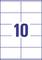 Le chiffre '10' se trouve de manière proéminente au centre d'un champ rectangulaire blanc avec une bordure bleue et des lignes.