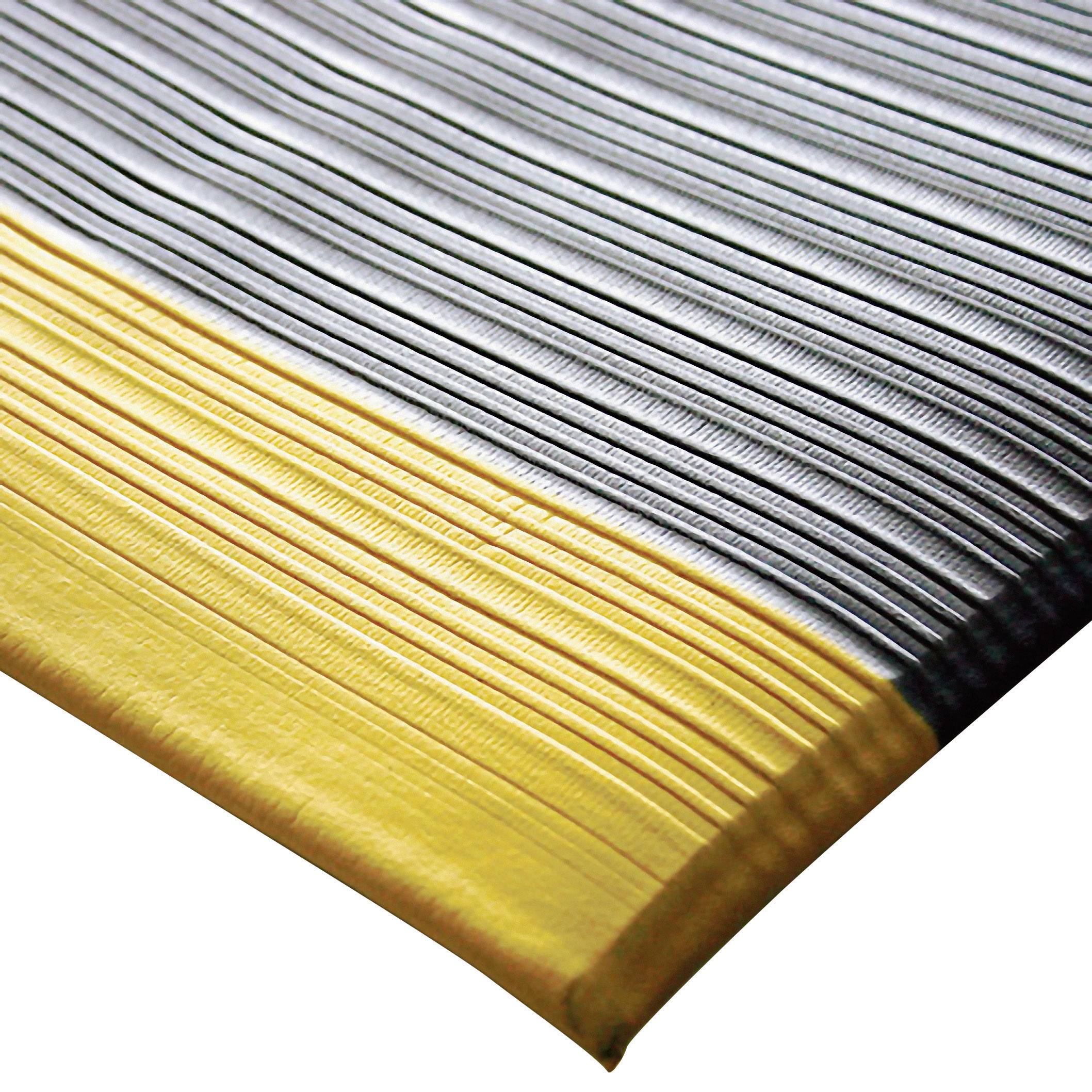 Gros plan sur une pile de feuilles de papier jaunes et grises ; la couche jaune forme le bord inférieur, empilée en lignes parallèles.