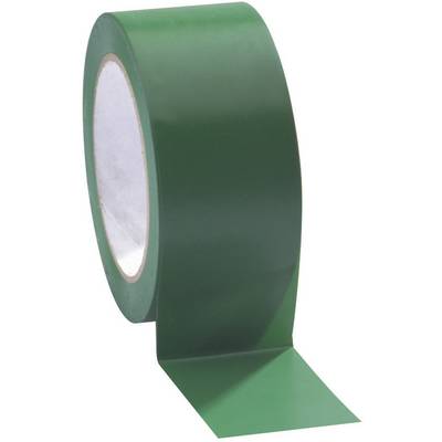 Ruban adhésif vert avec une bande déroulée, posé sur une surface blanche.