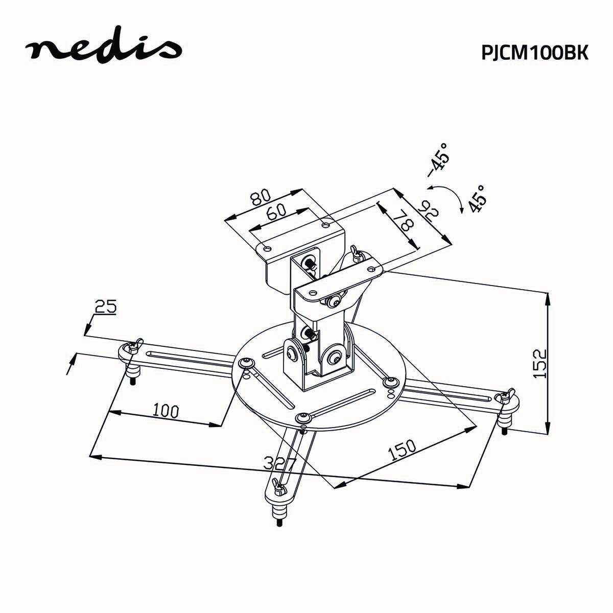 Support de Plafond pour Vidéoprojecteur 10kg Rotatif Inclinable en Acier-4
