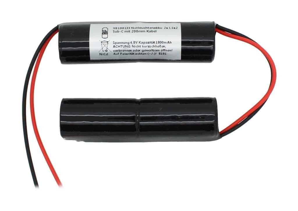 Batterie lumière de secours NiCd 4.8V 1800mAh 2x L1x2 Sub-C avec câble 200mm remplace la batterie 4.8V-1