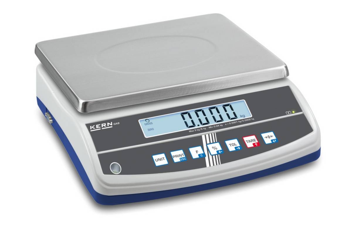 Kern GAB 6K0.05N Balance de table GAB 6K0.05N Plage de pesée (max.) 6 kg Lisibilité 0.05 g sur secteur, à batterie argen-3
