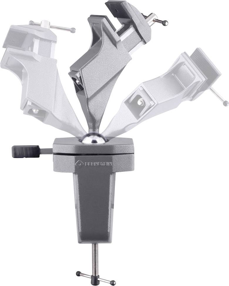 Un étau de table avec option multiposition, présentant différents angles et positions pour une utilisation flexible sur un établi.