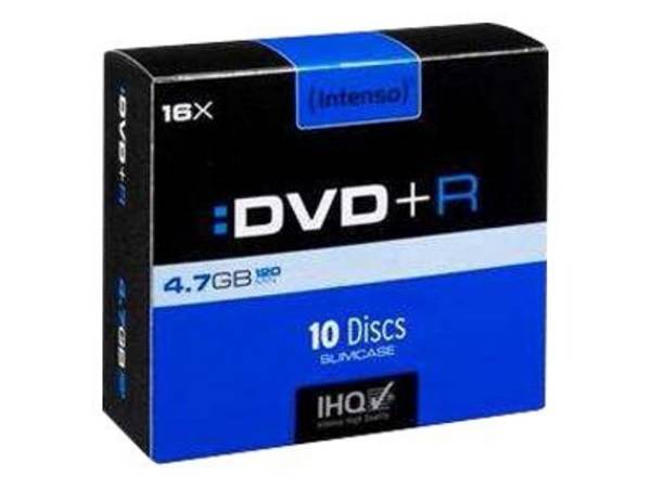 INTENSO DVD+R 4,7 GB, slim case de 10 pièces