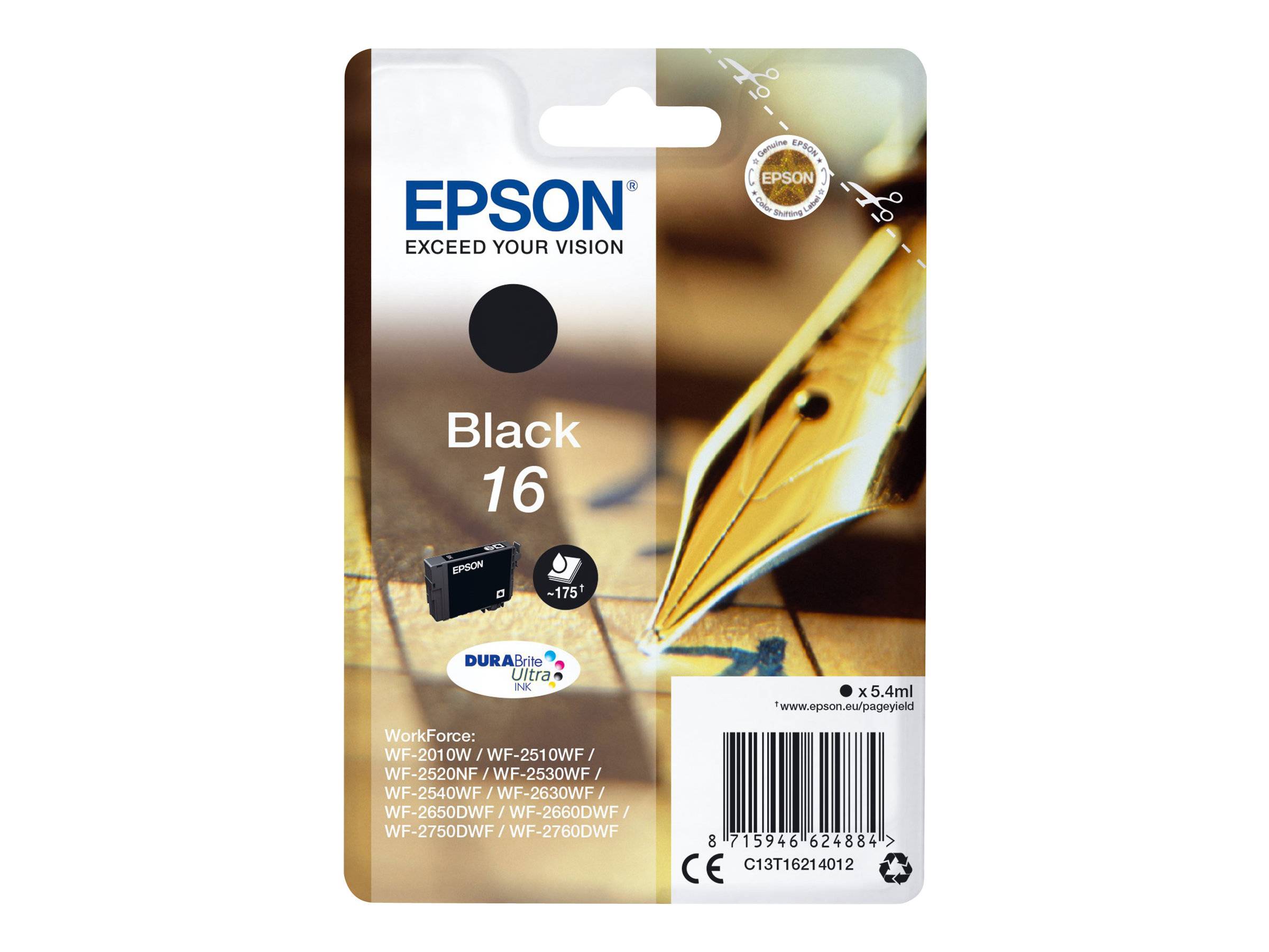 EPSON 6LB 16 ink cartridge black standard capacity 5.4ml 175 pages 1-pack RF-AM blister w/s-0