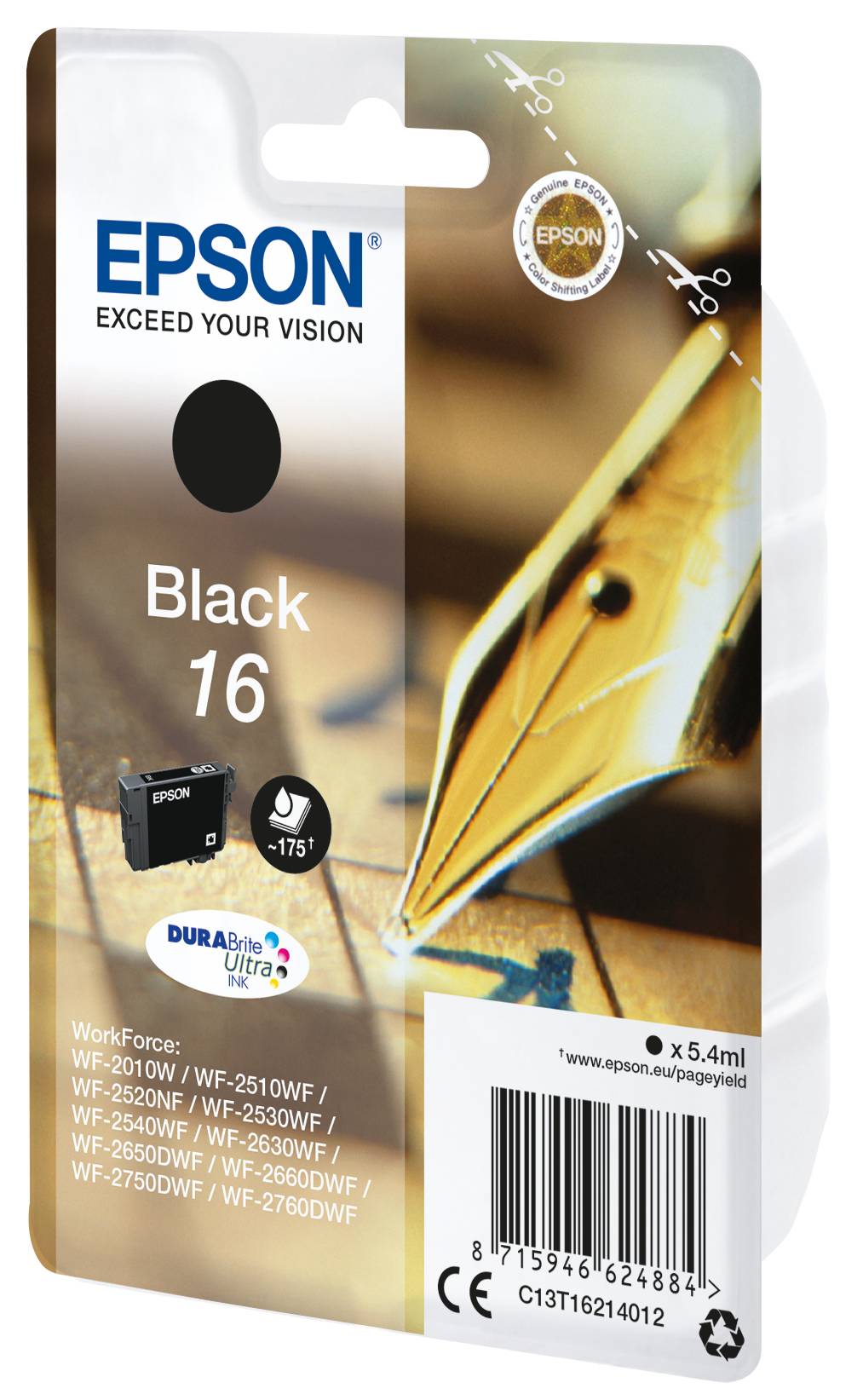 EPSON 6LB 16 ink cartridge black standard capacity 5.4ml 175 pages 1-pack RF-AM blister w/s-6