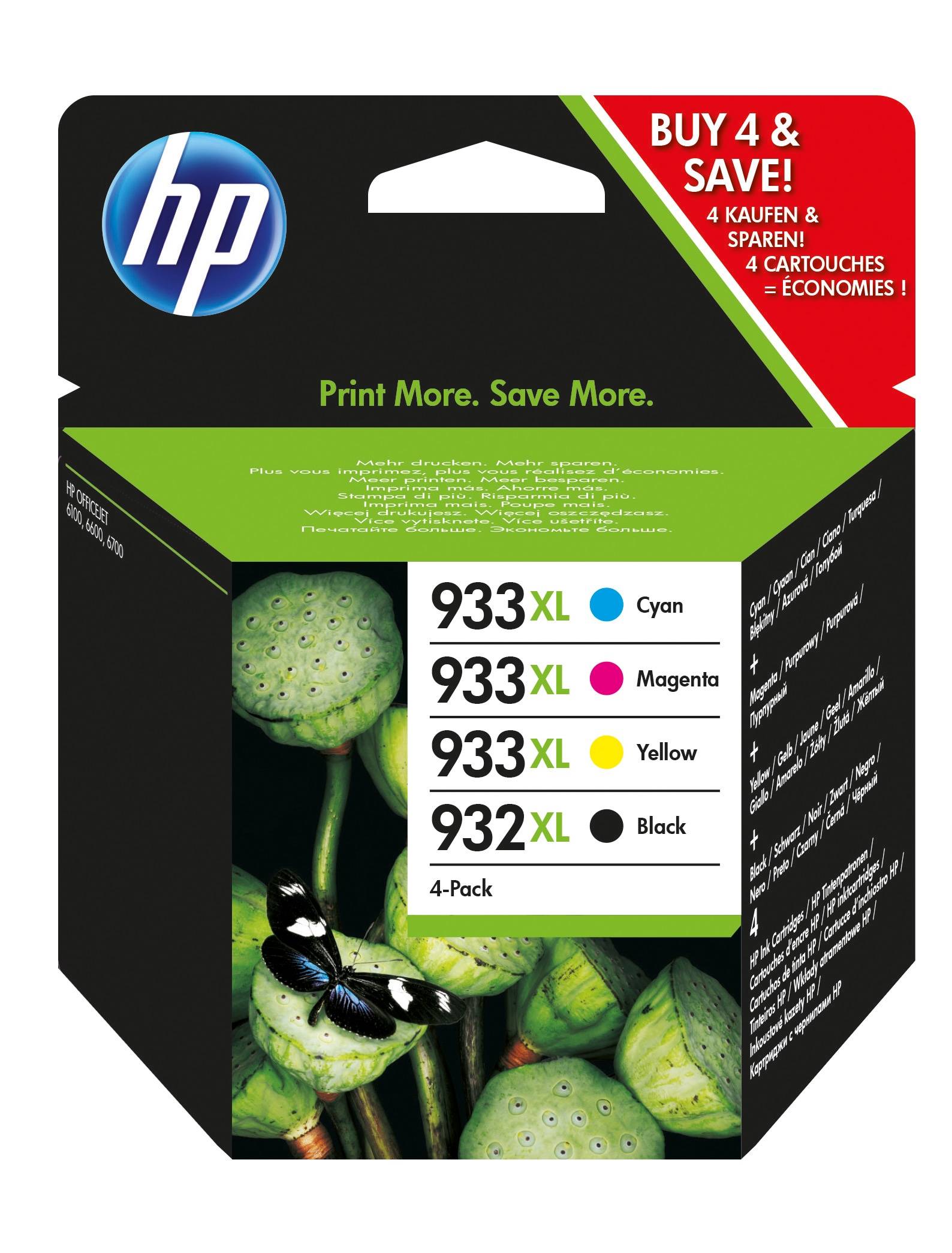 Pack combiné d'encre HP 6ZC71AE noir/couleur NR.932/CN057AE, NR.933/couleur-6