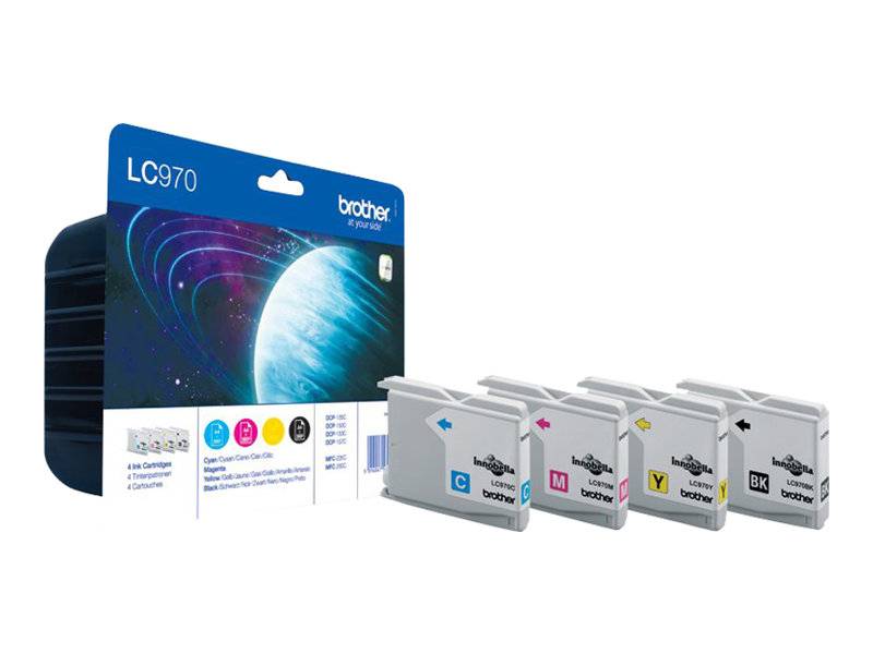 Brother Encre LC-970 d'origine pack bundle noir, cyan, magenta, jaune LC970VALBP-6
