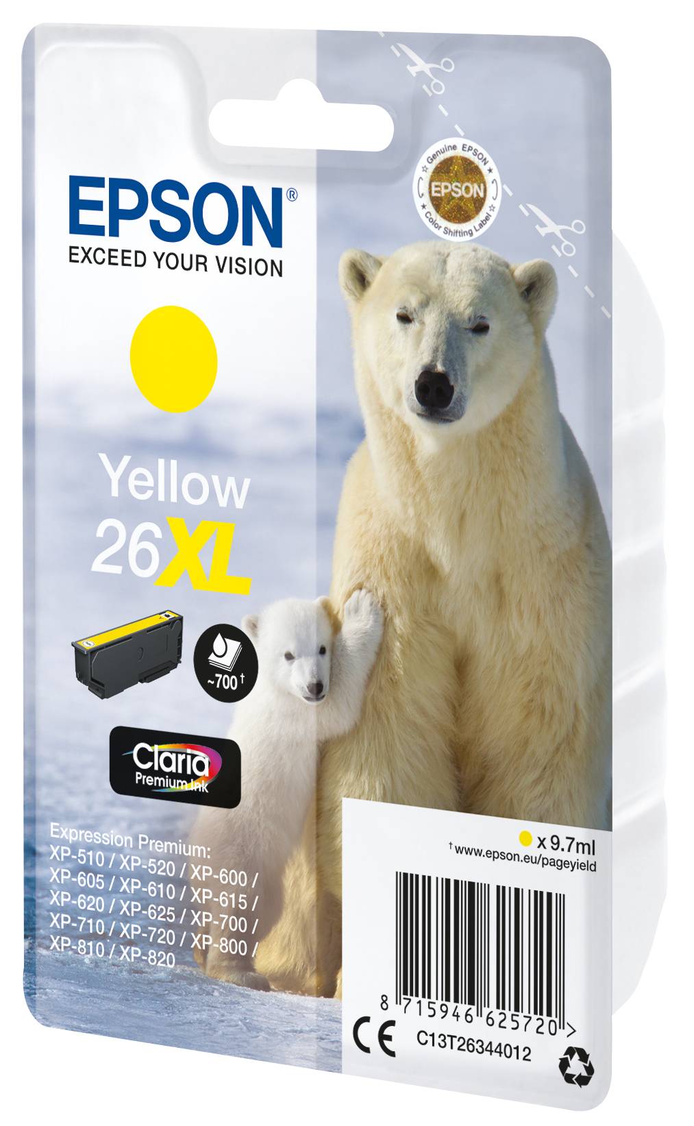 Epson Encre 26XL d'origine jaune C 13 T 26344012-7
